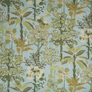 Arboreta Fabric from Osborne & Little Belvedere collection - blue botanical embroideried