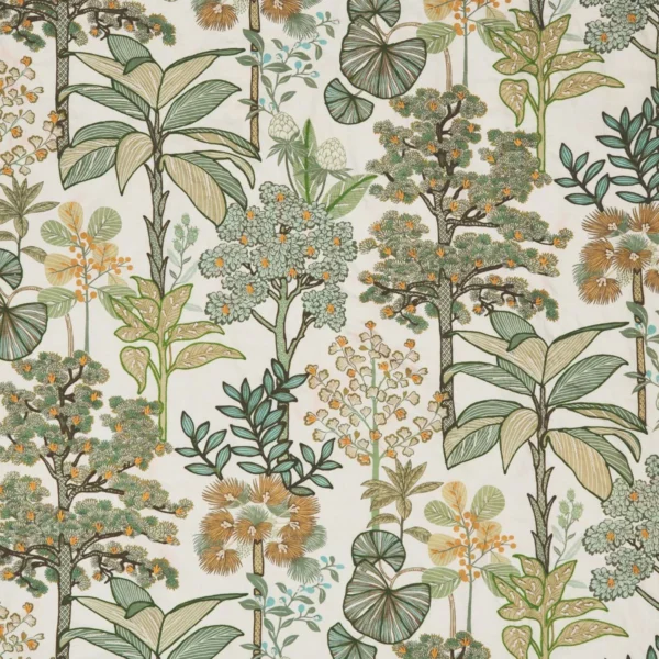 Arboreta Fabric from Osborne & Little Belvedere collection - green botanical embroideried