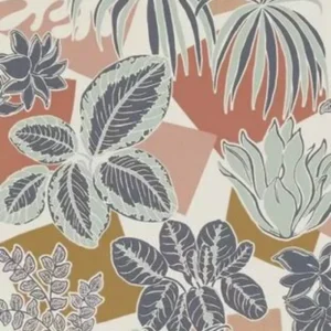 Frondoso Wallpaper - Blush /  Ink