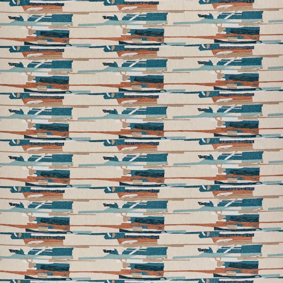 Zeal Ii Fabric - Atlantic / Rosewood / Denim by Zeal Ii Fabric from Harlequin Signature collection - red striped embroideried