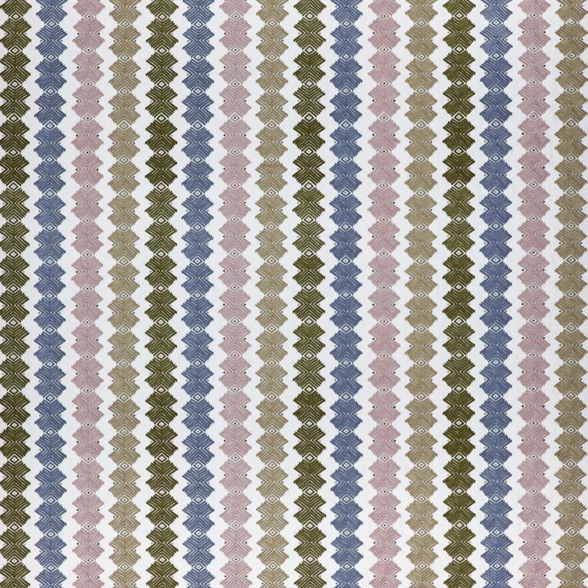 Kalimba Fabric - Heather / Positano / Olive by Kalimba Fabric from Harlequin Signature collection - green striped embroideried
