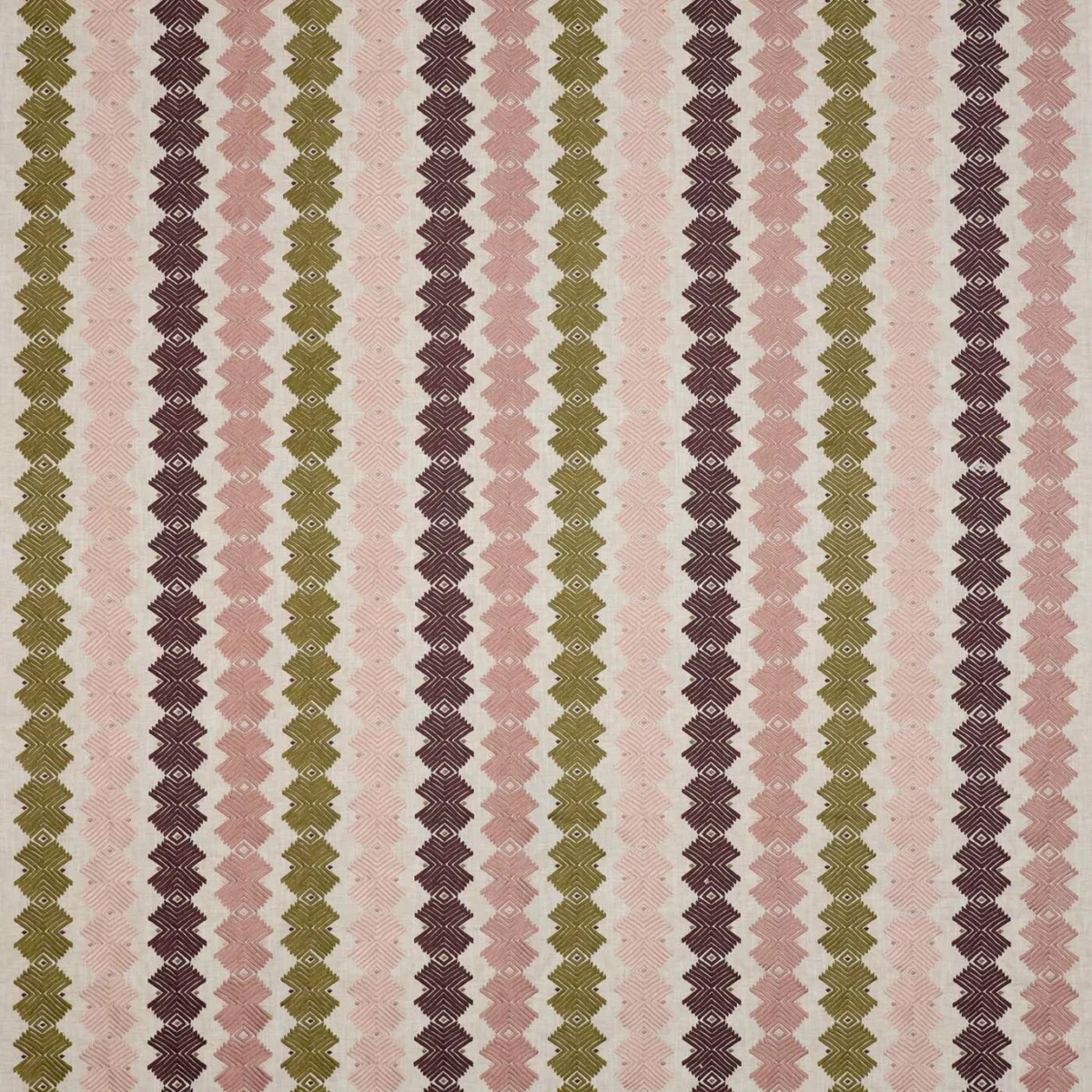 Kalimba Fabric - Positano / Juniper / Julip by Kalimba Fabric from Harlequin Signature collection - pink striped embroideried