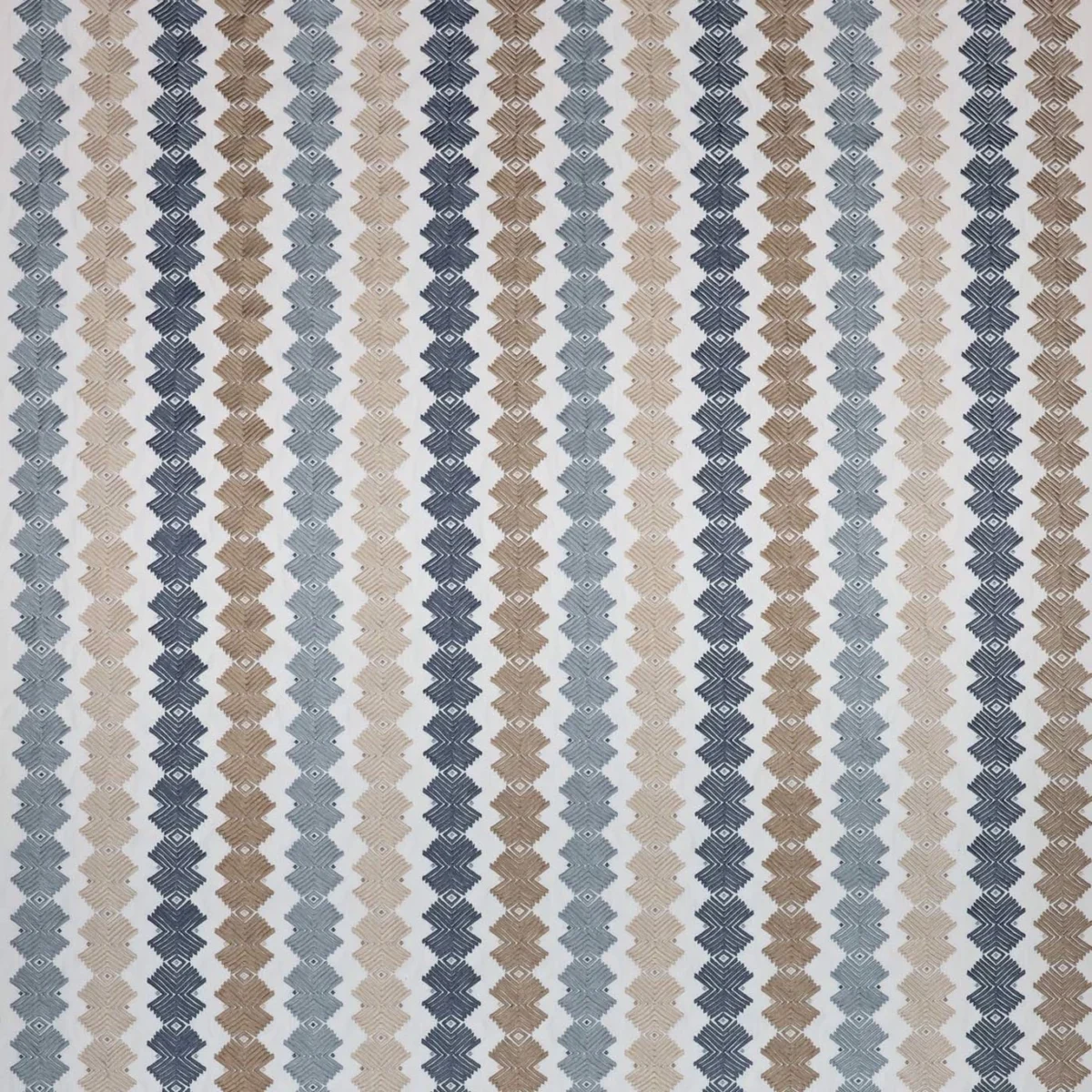 Kalimba Fabric - Stone / Indigo / Pebble by Kalimba Fabric from Harlequin Signature collection - blue striped embroideried