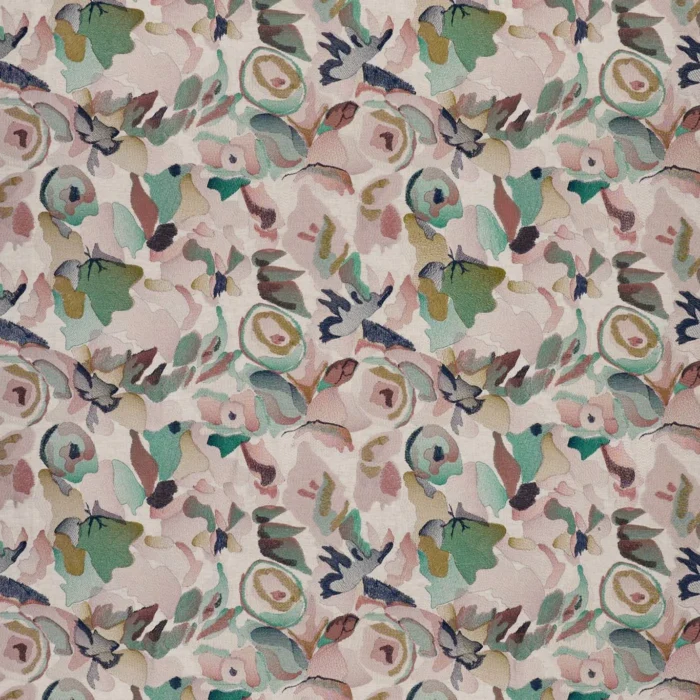 Flores Embroidery Fabric - Positano / Emerald / Midnight swatch