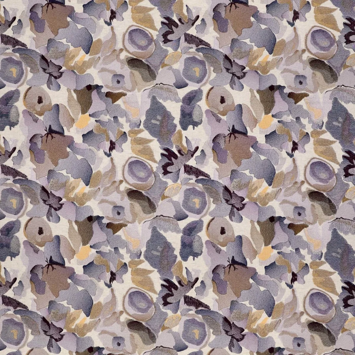 Flores Embroidery Fabric - Cassia / Heather / Julip by Flores Embroidery Fabric from Harlequin Signature collection - purple contemporary embroideried