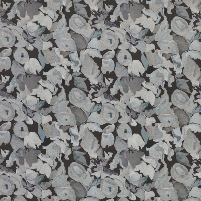 Flores Embroidery Fabric - Charcoal / Slate / Beau swatch