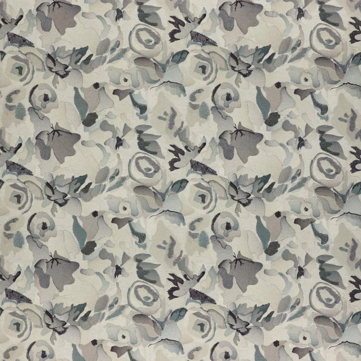 Flores Embroidery Fabric - Pumice / Slate / Beau by Flores Embroidery Fabric from Harlequin Signature collection - black-grey contemporary embroideried