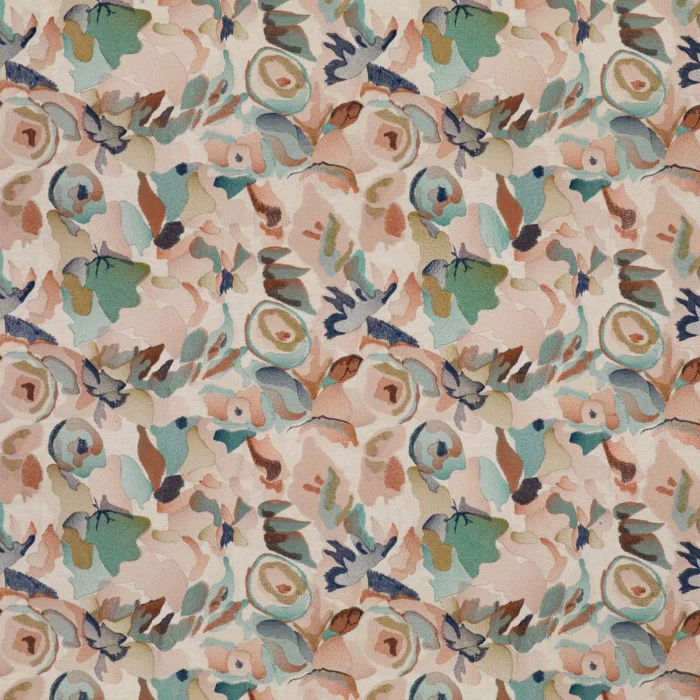 Flores Embroidery Fabric - Rust / Burgundy / Forest swatch