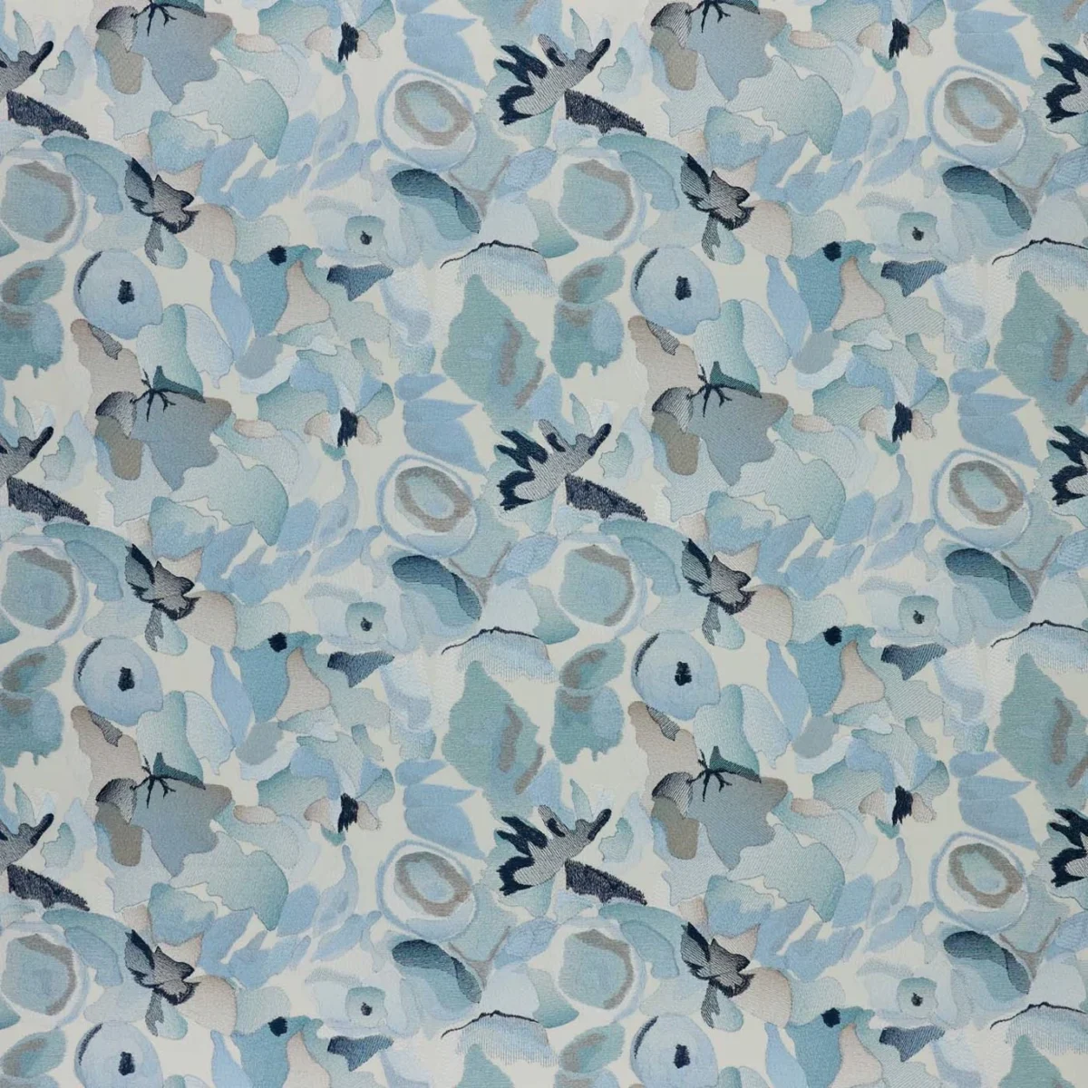 Flores Embroidery Fabric - Indigo / Sky / Pebble by Flores Embroidery Fabric from Harlequin Signature collection - blue contemporary embroideried
