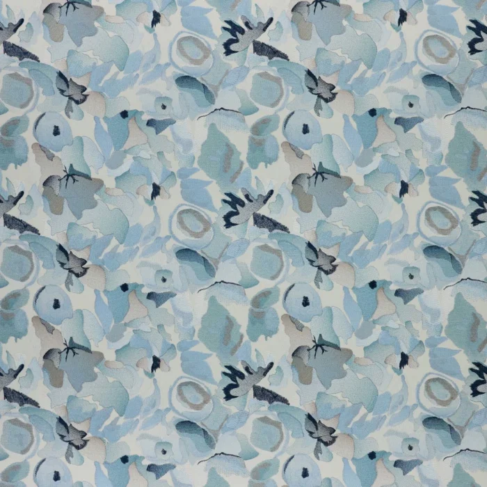 Flores Embroidery Fabric - Indigo / Sky / Pebble swatch