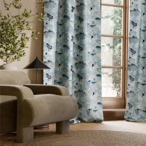 Flores Embroidery Fabric from Harlequin Signature collection - blue contemporary embroideried