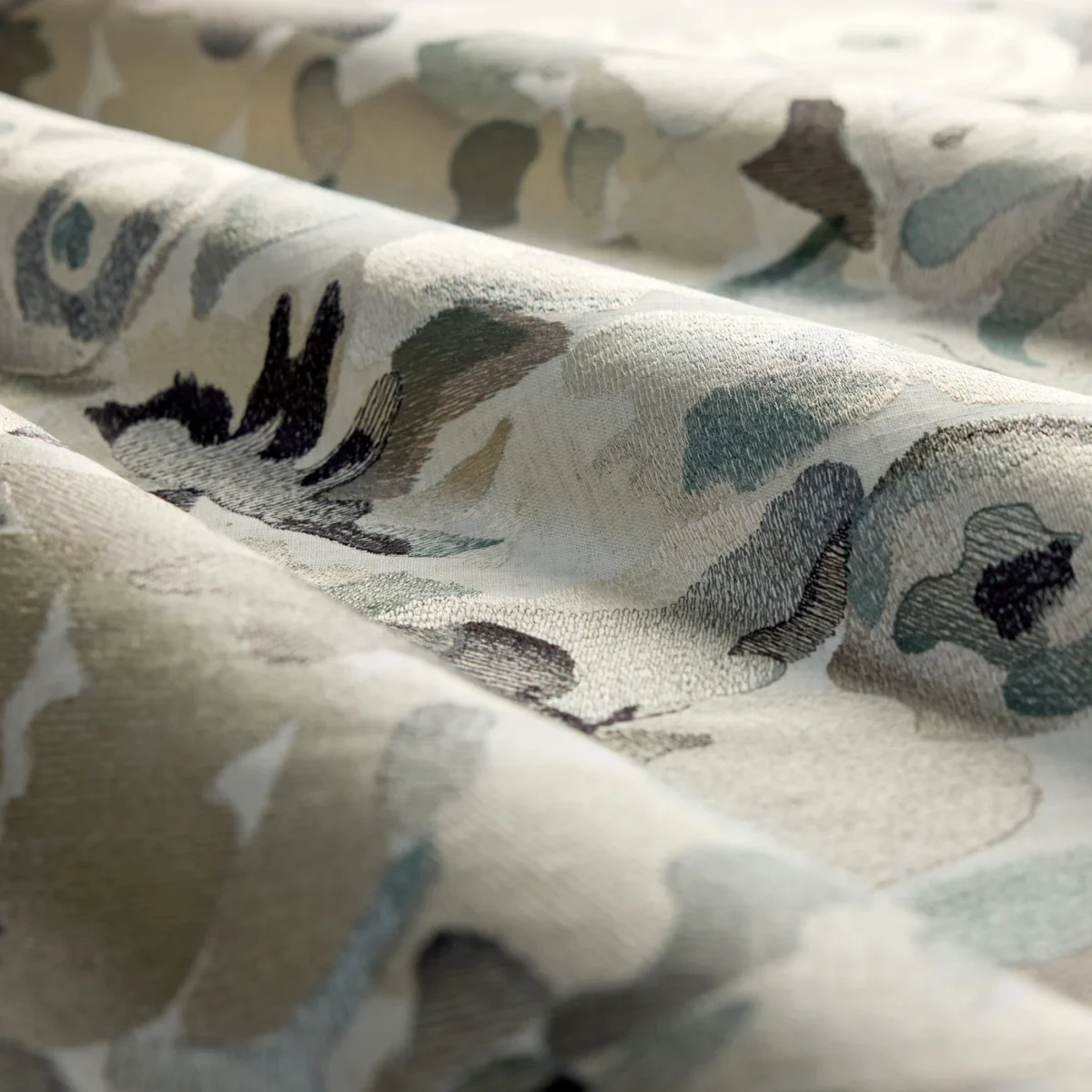 Flores Embroidery Fabric - Pumice / Slate / Beau by Flores Embroidery Fabric from Harlequin Signature collection - black-grey contemporary embroideried