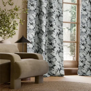 Flores Embroidery Fabric from Harlequin Signature collection - black-grey contemporary embroideried
