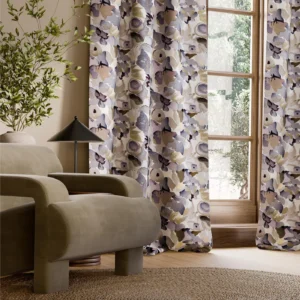 Flores Embroidery Fabric from Harlequin Signature collection - purple contemporary embroideried