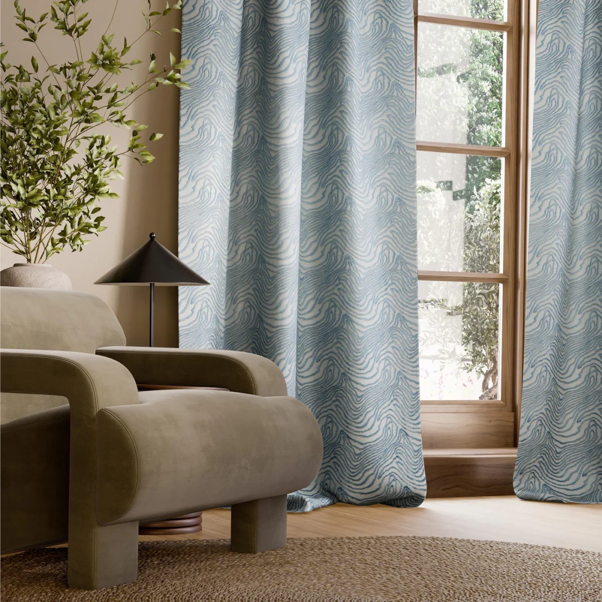 Formation Embroidery Fabric - Powder by Formation Embroidery Fabric from Harlequin Signature collection - blue contemporary embroideried