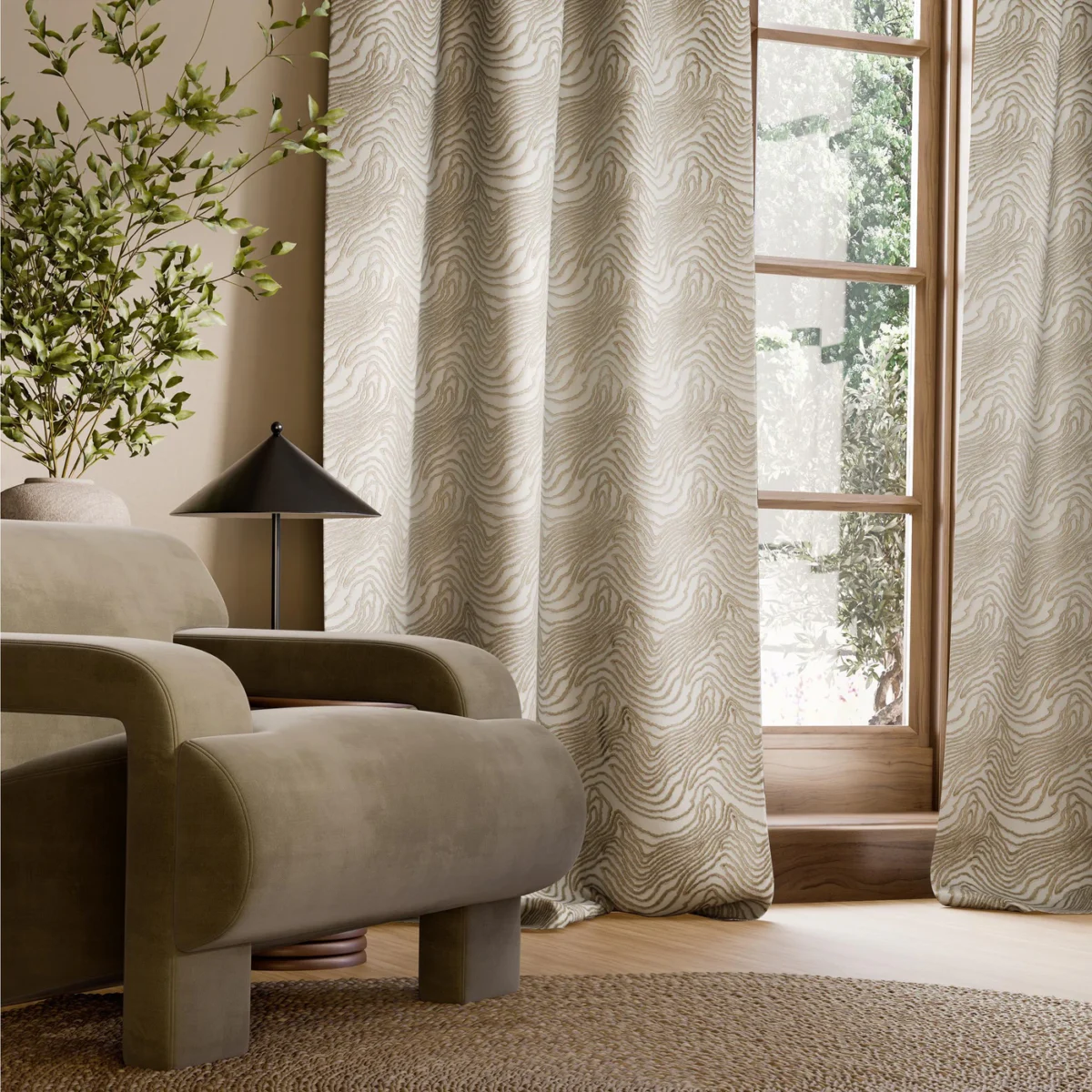 Formation Embroidery Fabric - Clay by Formation Embroidery Fabric from Harlequin Signature collection - neutral contemporary embroideried