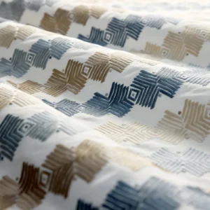 Kalimba Fabric from Harlequin Signature collection - blue striped embroideried
