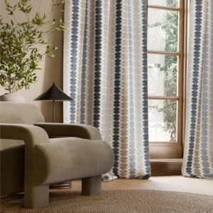 Kalimba Fabric from Harlequin Signature collection - blue striped embroideried