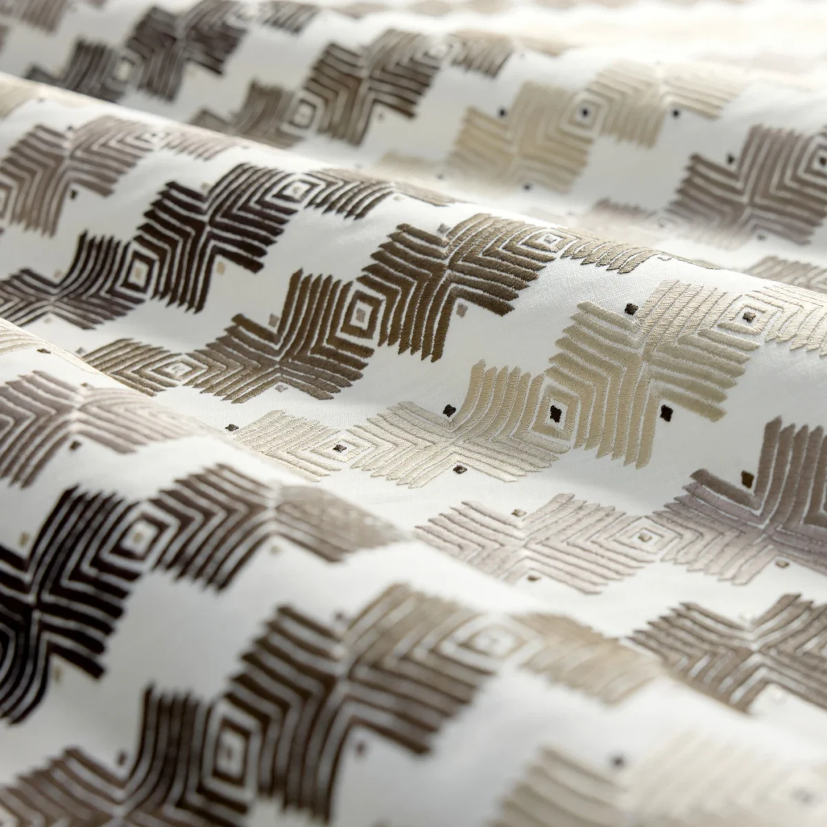 Kalimba Fabric from Harlequin Signature collection - brown striped embroideried