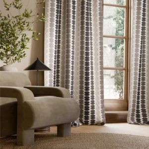 Kalimba Fabric from Harlequin Signature collection - brown striped embroideried