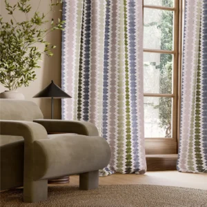 Kalimba Fabric from Harlequin Signature collection - green striped embroideried