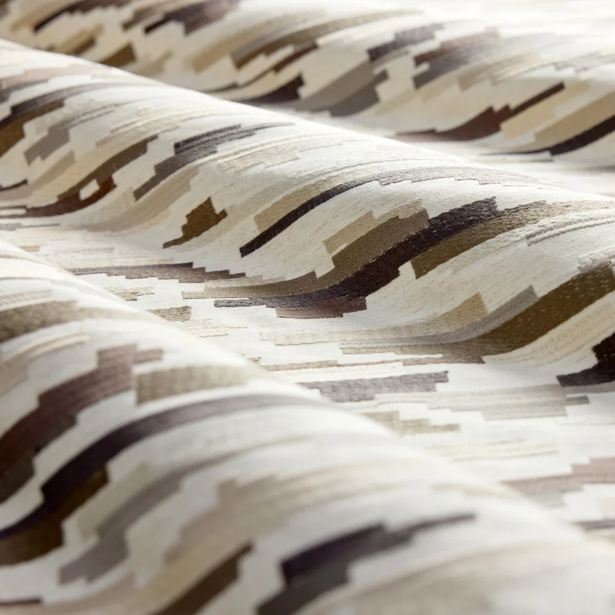 Nuru Embroidery Fabric - Nomad / Stone / Pumice by Nuru Embroidery Fabric from Harlequin Signature collection - brown contemporary embroideried