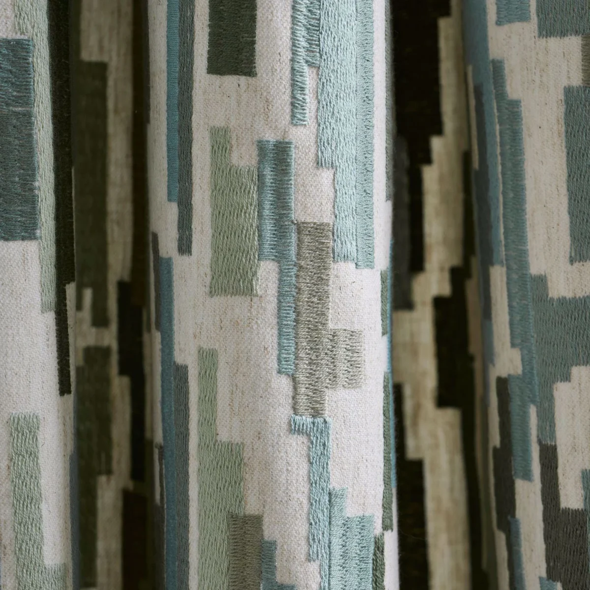 Nuru Embroidery Fabric - Aloe / Powder / Forest by Nuru Embroidery Fabric from Harlequin Signature collection - green contemporary embroideried