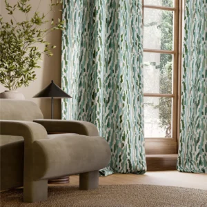 Nuru Embroidery Fabric from Harlequin Signature collection - green contemporary embroideried
