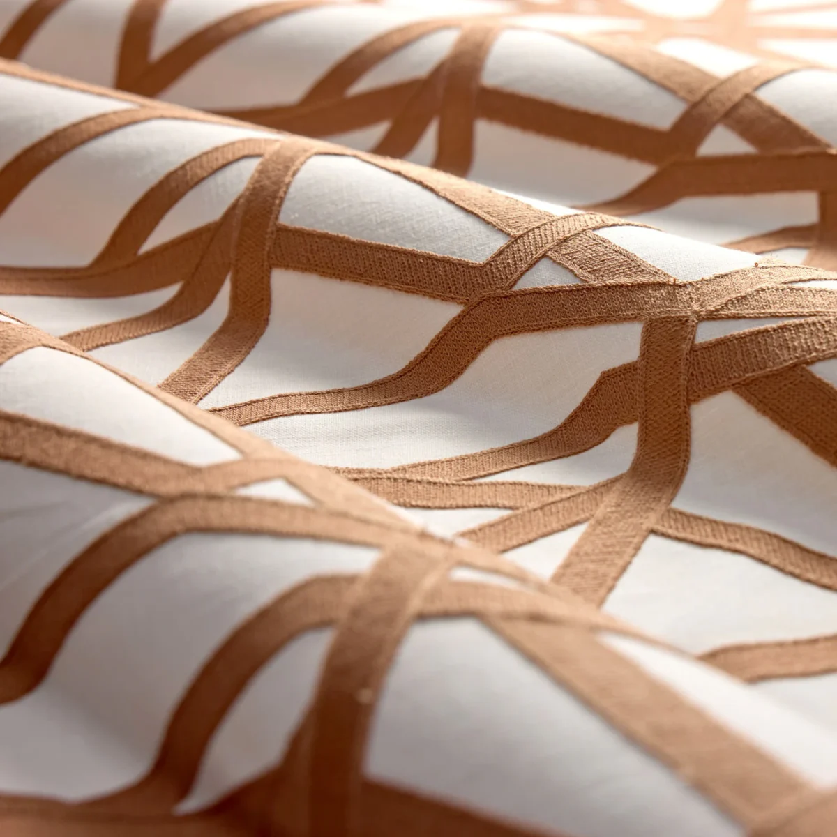 Sumi Embroidery Fabric - Terracotta by Sumi Embroidery Fabric from Harlequin Signature collection - orange geometric embroideried