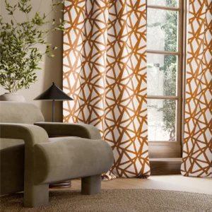 Sumi Embroidery Fabric from Harlequin Signature collection - orange geometric embroideried