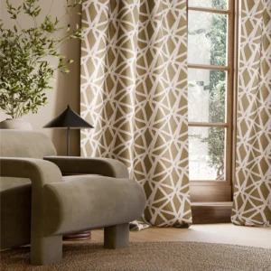 Sumi Embroidery Fabric from Harlequin Signature collection - brown geometric embroideried