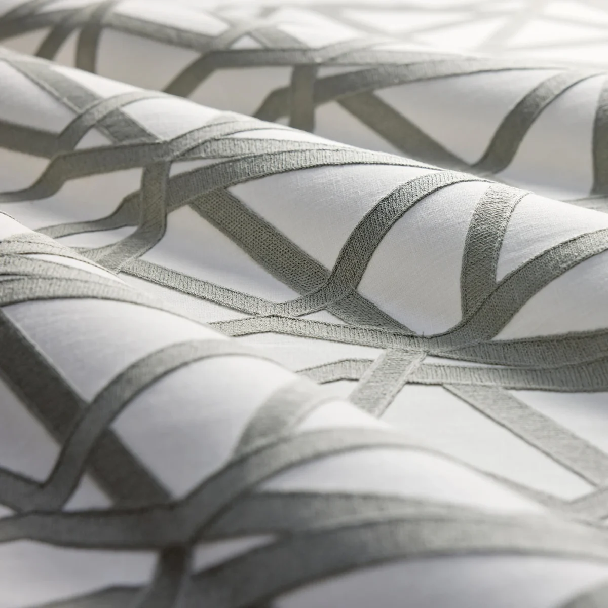 Sumi Embroidery Fabric - Pumice by Sumi Embroidery Fabric from Harlequin Signature collection - black-grey geometric embroideried