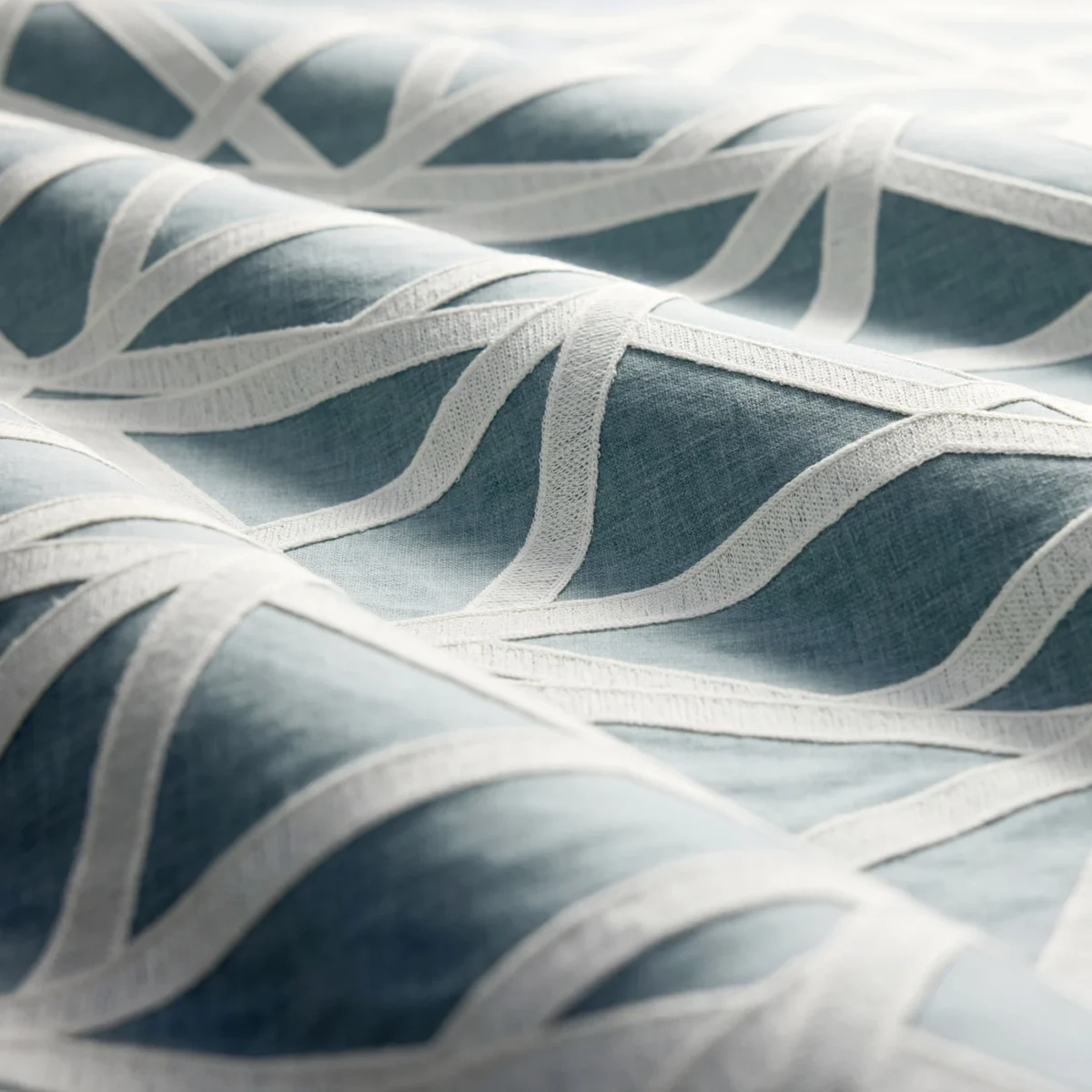 Sumi Embroidery Fabric - Pacific by Sumi Embroidery Fabric from Harlequin Signature collection - blue geometric embroideried