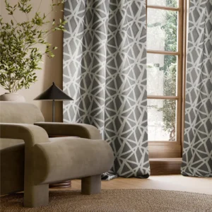 Sumi Embroidery Fabric from Harlequin Signature collection - black-grey geometric embroideried