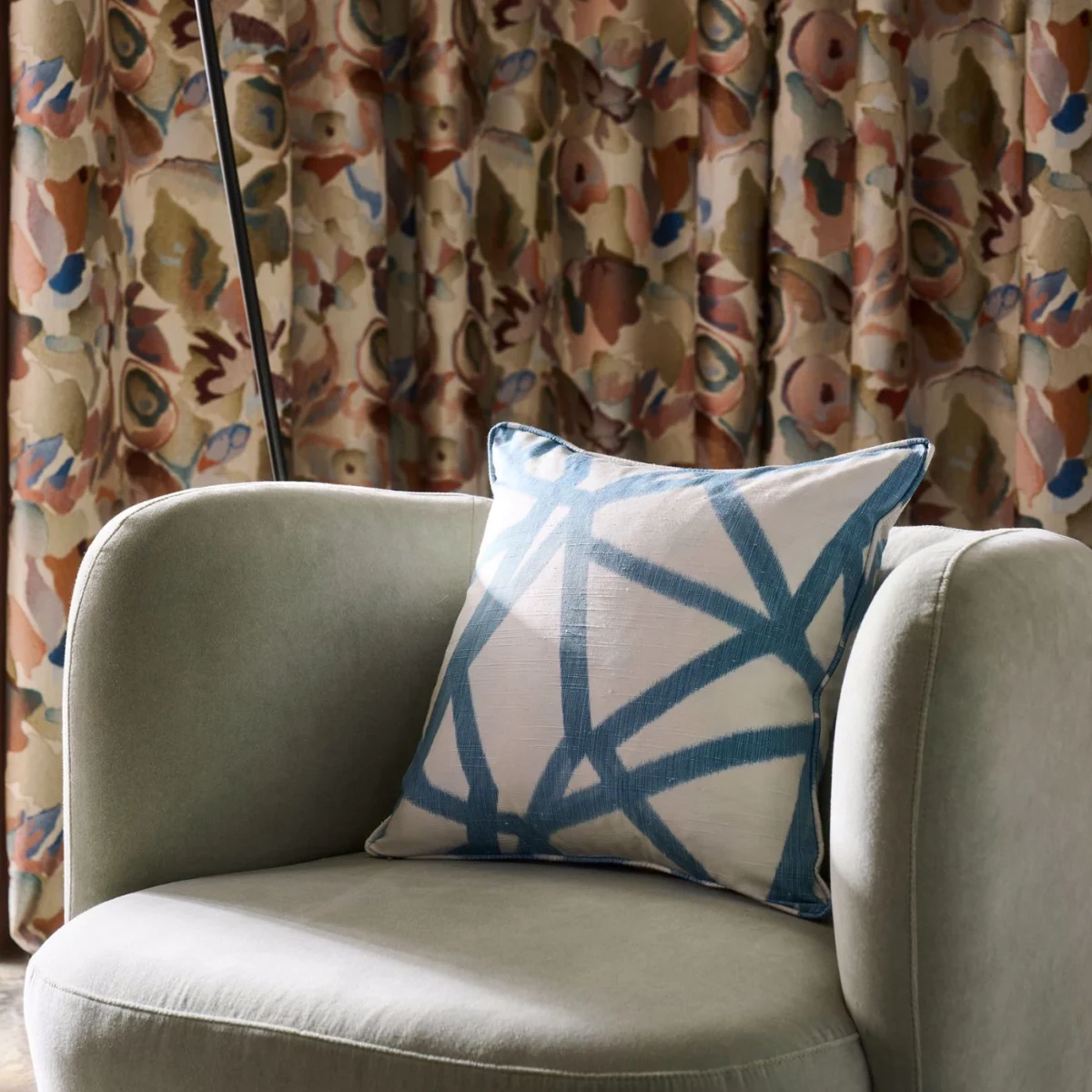 Sumi Ikat Fabric - Indigo by Sumi Ikat Fabric from Harlequin Signature collection - blue geometric printed