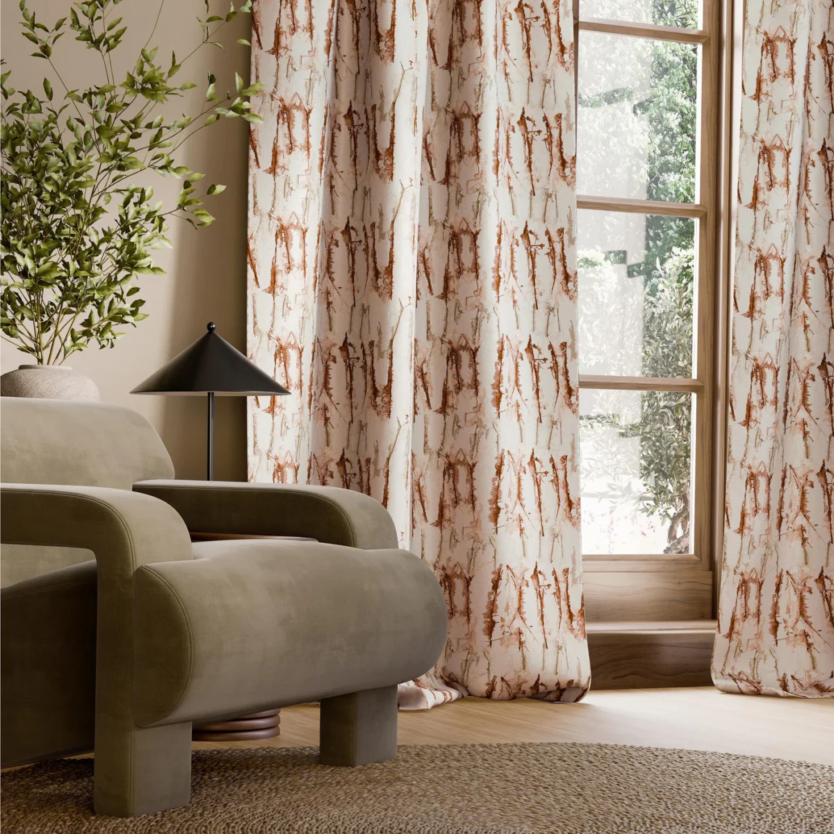 Takara Embroidery Fabric - Rosewood / Clay by Takara Embroidery Fabric from Harlequin Signature collection - red misc embroideried