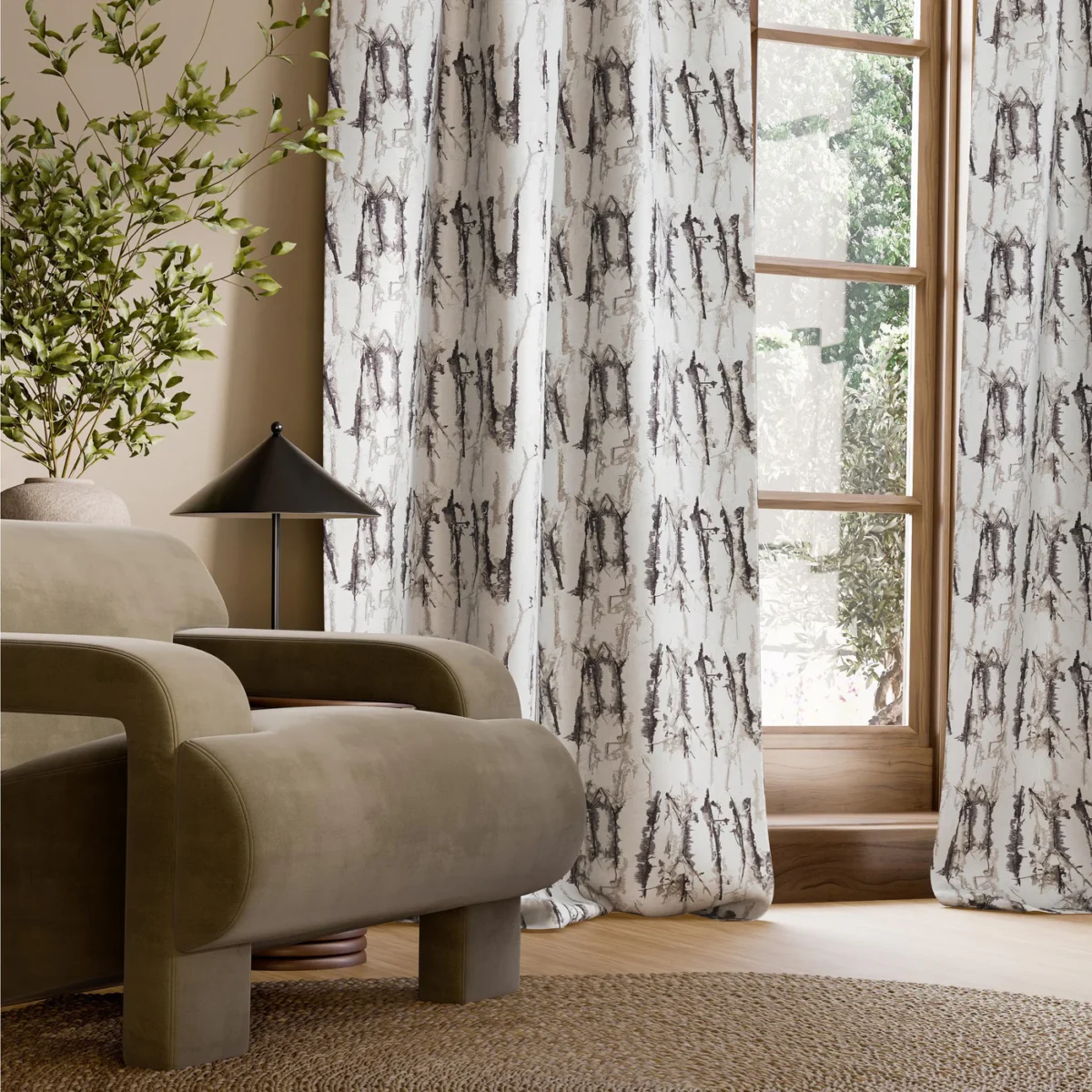 Takara Embroidery Fabric - Steel / Chalk by Takara Embroidery Fabric from Harlequin Signature collection - brown misc embroideried