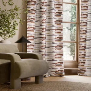 Zeal Ii Fabric from Harlequin Signature collection - red striped embroideried