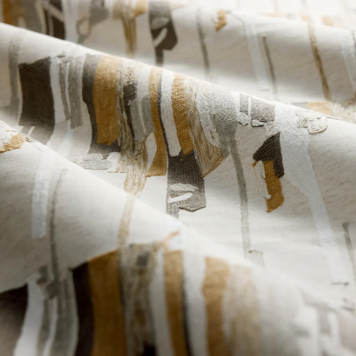 Zeal Ii Fabric - Pebble / Oat / Straw by Zeal Ii Fabric from Harlequin Signature collection - brown striped embroideried
