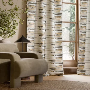 Zeal Ii Fabric from Harlequin Signature collection - brown striped embroideried