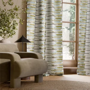 Zeal Ii Fabric from Harlequin Signature collection - green striped embroideried