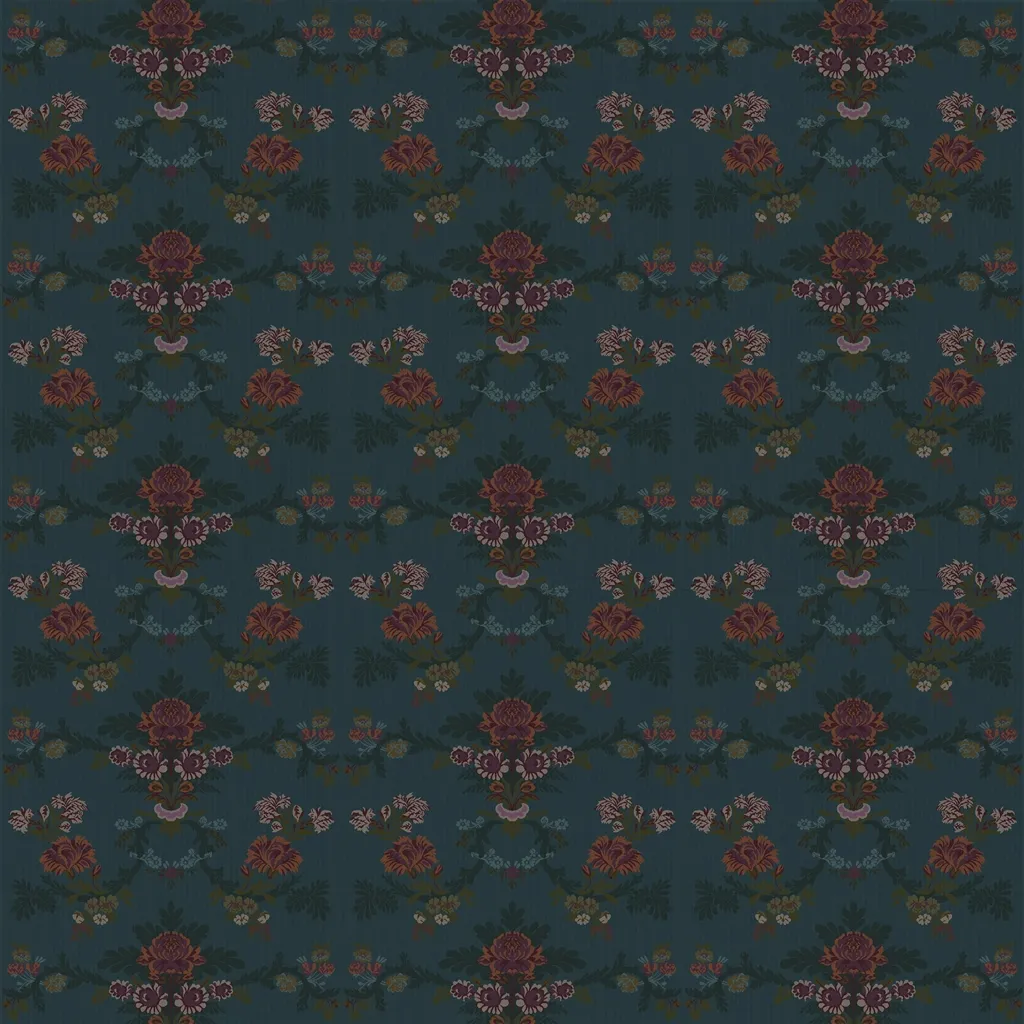Moorland Lampas Fabric - Blue by Moorland Lampas Fabric from Ralph Lauren Saddlebrook collection - blue botanical woven