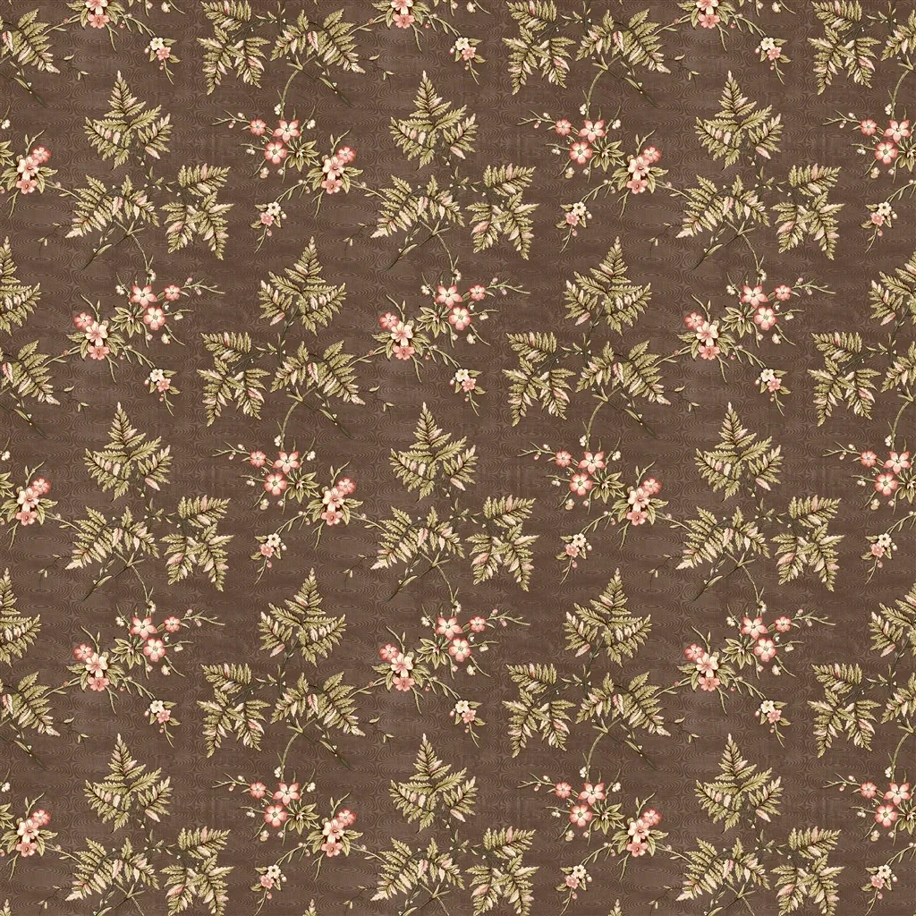 Library Floral Fabric - Woodland by Library Floral Fabric from Ralph Lauren Saddlebrook collection - brown botanical cotton