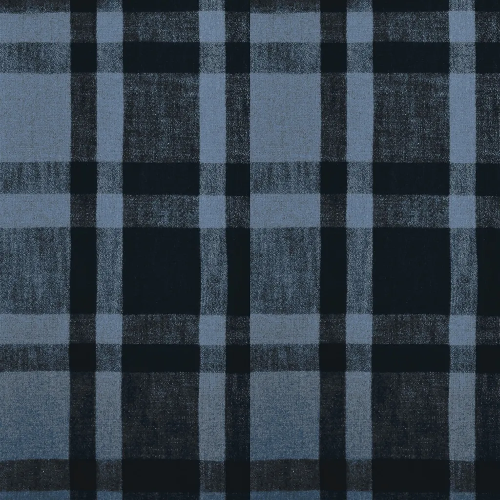 Hook Road Plaid Fabric - Blue by Hook Road Plaid Fabric from Ralph Lauren Saddlebrook collection - blue checked woolen