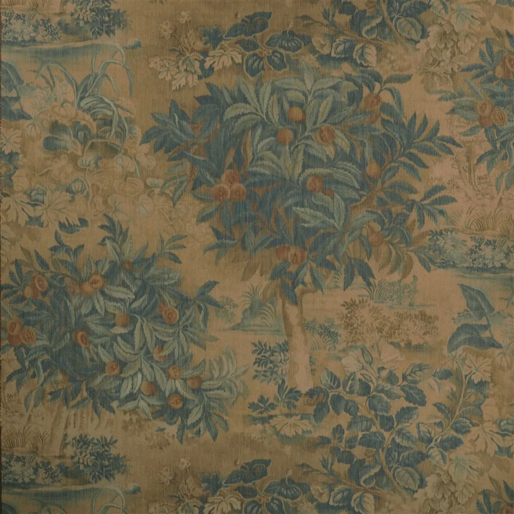 Harriman Warp Print Fabric - Lapis by Harriman Warp Print Fabric from Ralph Lauren Saddlebrook collection - blue botanical printed