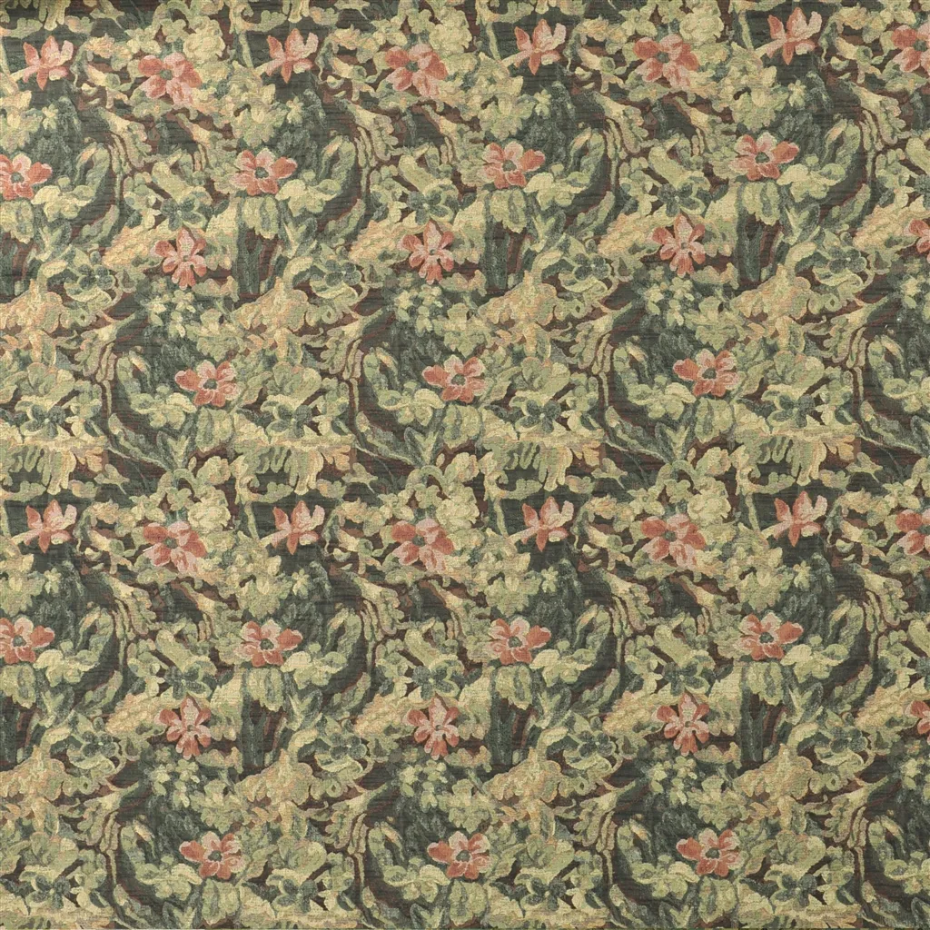 Blackwoods Tapestry Fabric - Aubergine by Blackwoods Tapestry Fabric from Ralph Lauren Saddlebrook collection - green botanical jacquard