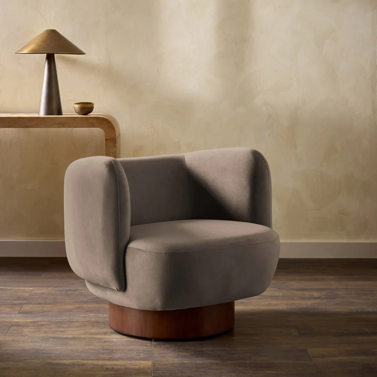Heatherton Velvet Fabric - Anchor by Heatherton Velvet Fabric from Harlequin Performance Velvet Heatherton collection - brown plain velvet-chenille