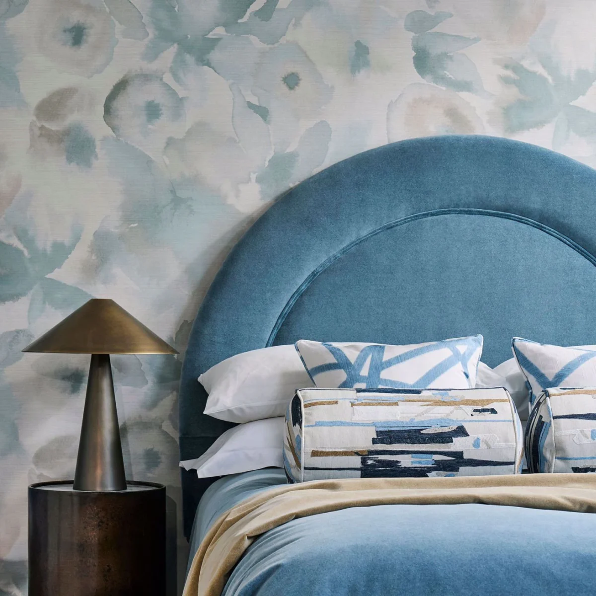 Heatherton Velvet Fabric - Riviera by Heatherton Velvet Fabric from Harlequin Performance Velvet Heatherton collection - blue plain velvet-chenille