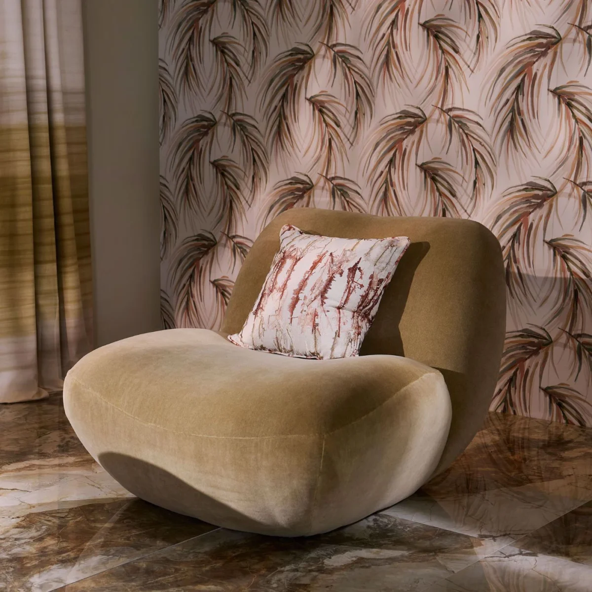 Heatherton Velvet Fabric - Dune by Heatherton Velvet Fabric from Harlequin Performance Velvet Heatherton collection - yellow plain velvet-chenille