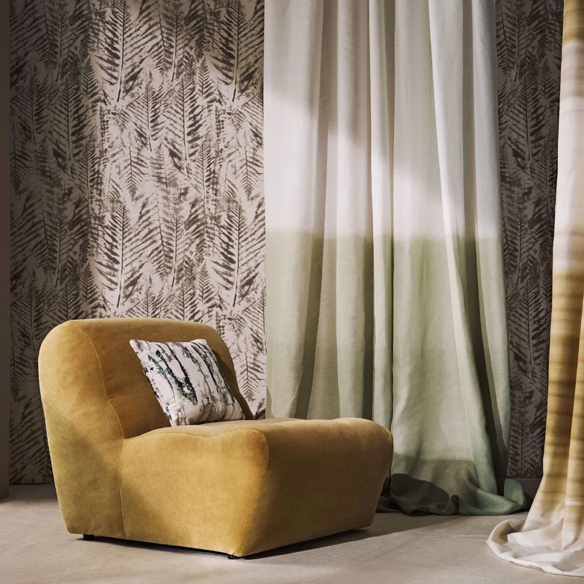 Heatherton Velvet Fabric - Daphne by Heatherton Velvet Fabric from Harlequin Performance Velvet Heatherton collection - yellow plain velvet-chenille